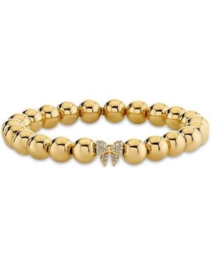 Sydney Evan 14K Diamond Bow Beaded Bracelet - Metallic