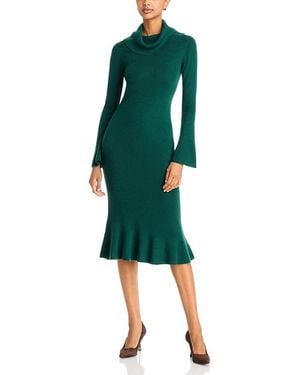 Tahari The Lucia Wool Cowl Neck Sweater Dress - Green