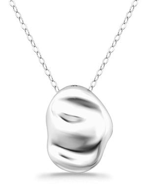 Aqua Sculptured Oval Pendant Necklace, 16-18 - White