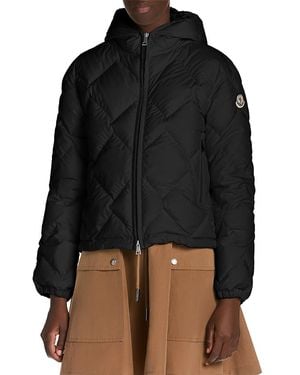 Moncler Arvouinne Hooded Triangle Quilted Short Down Jacket - Black