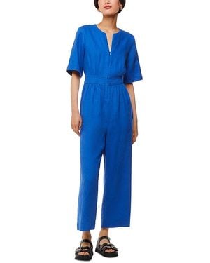 Whistles Cosima Linen Jumpsuit - Blue