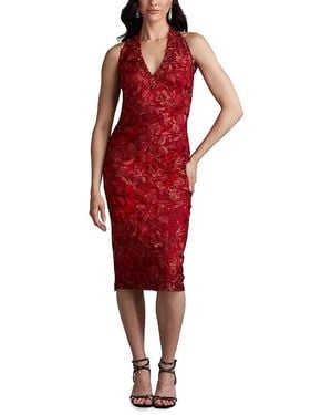 Tadashi Shoji Carlyle Embroide Halter Dress - Red