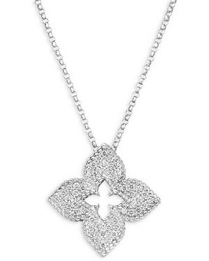 Roberto Coin 18K Venetian Princess Diamond Flower Pendant Necklace, 17 - White