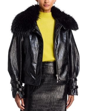 Essentiel Antwerp Kabuki Faux Leather Bomber Jacket - Black