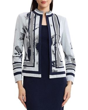 Ming Wang Abstract Two-Tone Knit Jacket - Blue