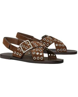 Tory Burch Cross Band Sandals - Brown