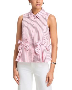 Cinq À Sept Rose Stripe Jillian Top - Red