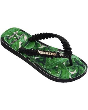Havaianas X Dolce & Gabbana Floral Flip Flop Sandals - Green