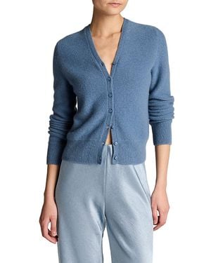 Vince Boiled Cashmere Long Sleeve V Neck Cardigan - Blue