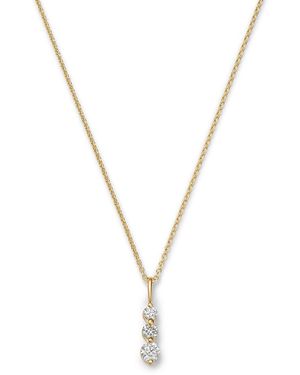 Bloomingdale's Fine Collection Diamond Three Stone Pendant Necklace - Metallic