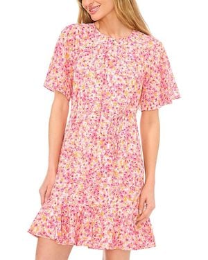 Cece Fluted Skater Dress - Pink