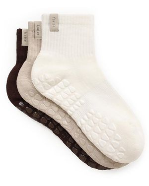 Fraise Set Grip Socks, Pack Of 3 - White