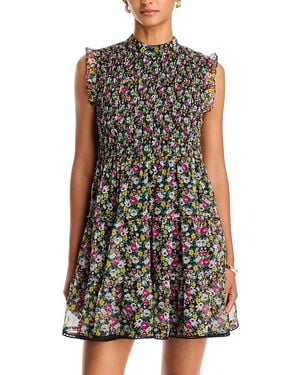 Aqua Smocked Sleeveless Mini Dress - Black