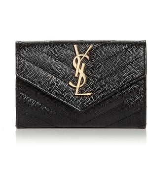 Saint Laurent Cassandre Matelasse Small Envelope Wallet - Black