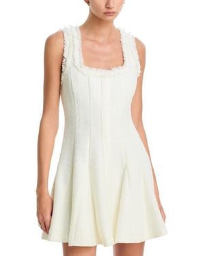 MILLY Juniper Cotton Blend Tweed Fit & Flare Mini Dress - White