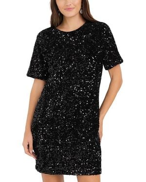 Karen Kane Velvet Sequin Short Sleeve Dress - Black