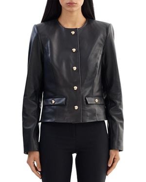 Lamarque Leather Collarless Jacket - Black