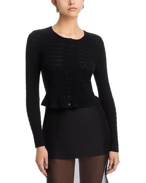Aqua Pointelle Cardigan Sweater - Black