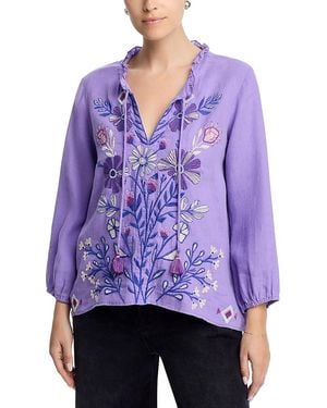 Johnny Was Ruffle Field Blouse - Purple
