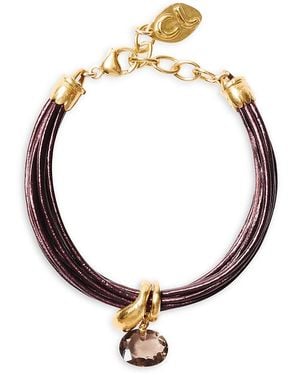 Chan Luu Gemstone Charm Multi Strand Leather Flex Bracelet - Metallic