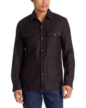 Isaia Boucle Four Pocket Overshirt - Black