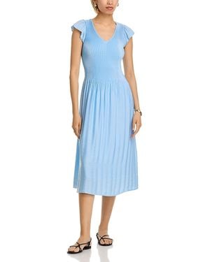 Tahari Flutter Sleeve Midi Dress - Blue