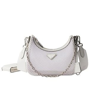 Prada Re-Edition 2005 Mesh And Brushed Leather Bag - White