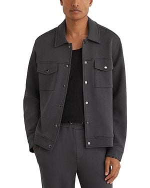 Reiss Thom Twin Pocket Interlock Overshirt - Black