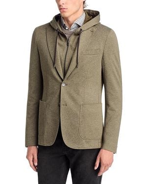 BOSS Hanry Slim Fit Sport Coat & Removable Drawstring Bib Hoodie - Brown