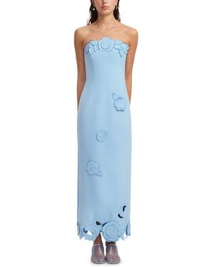 LEO LIN Rayna Applique Bustier Maxi Dress - Blue