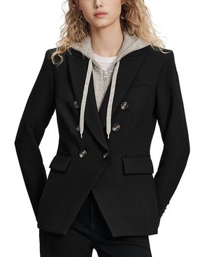 Veronica Beard Merino Wool & Cashmere Hoodie Dickey - White