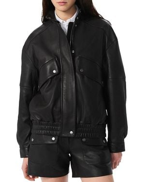 Rag & Bone Aria Leather Bomber Jacket - Black