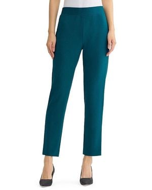 Ming Wang Plus Stretch Deco Crepe Straight Leg Pants - Blue