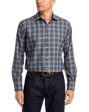 Peter Millar Dean Performance Flannel Classic Fit Sport Shirt - Blue