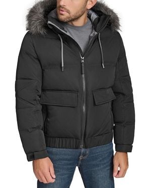 Andrew Marc Lithgow Bomber Jacket With Removable Hood - Black