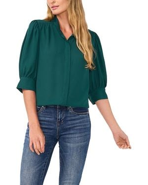 Cece Open Collar Top - Green