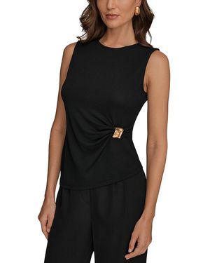 Donna Karan Gathered Sleeveless Top - Black