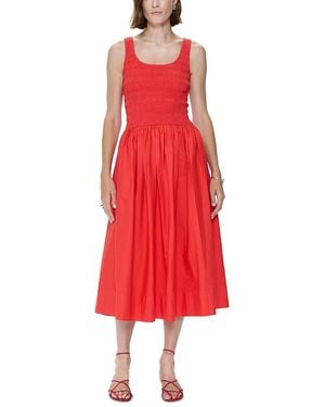 Pistola Alessia Smocked Drop Waist Midi Dress - Red