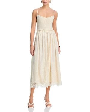 Aqua Lace Smocked Midi Dress - Natural