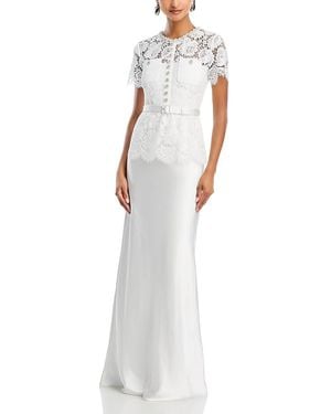 Self-Portrait Lace Satin Maxi Dress - White