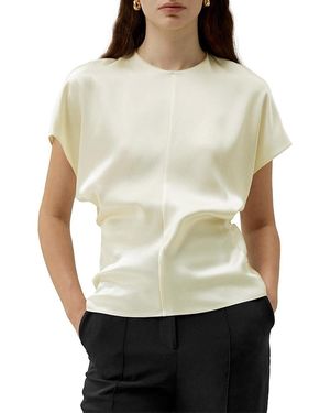 LILYSILK Short Batwing Sleeve Silk Contour Top - Natural