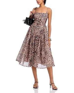 Aqua Animal Print Midi Dress - Brown