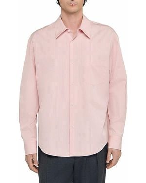 Sandro Oversized Striped Button-Front Shirt - Pink