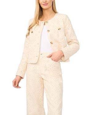 Cece Collarless Eyelet Jacket - Natural