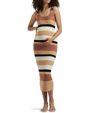 Ripe Maternity Sarah Stripe Dress - Natural