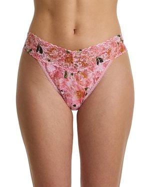 Hanky Panky Printed Signature Lace Original Rise Thong - Pink