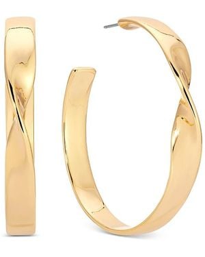 Ettika Twist Square Medium Hoop Earrings - Metallic
