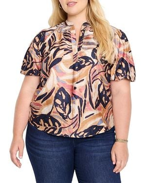 NIC+ZOE Terracotta Garden Puffed Sleeve Top - Blue