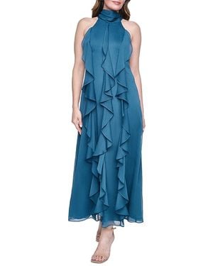 Eliza J Halter Cascade Ruffle Midi Dress - Blue