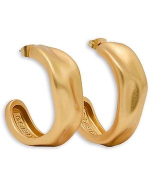 Reiss Halle Hammered C Hoop Earrings - Metallic
